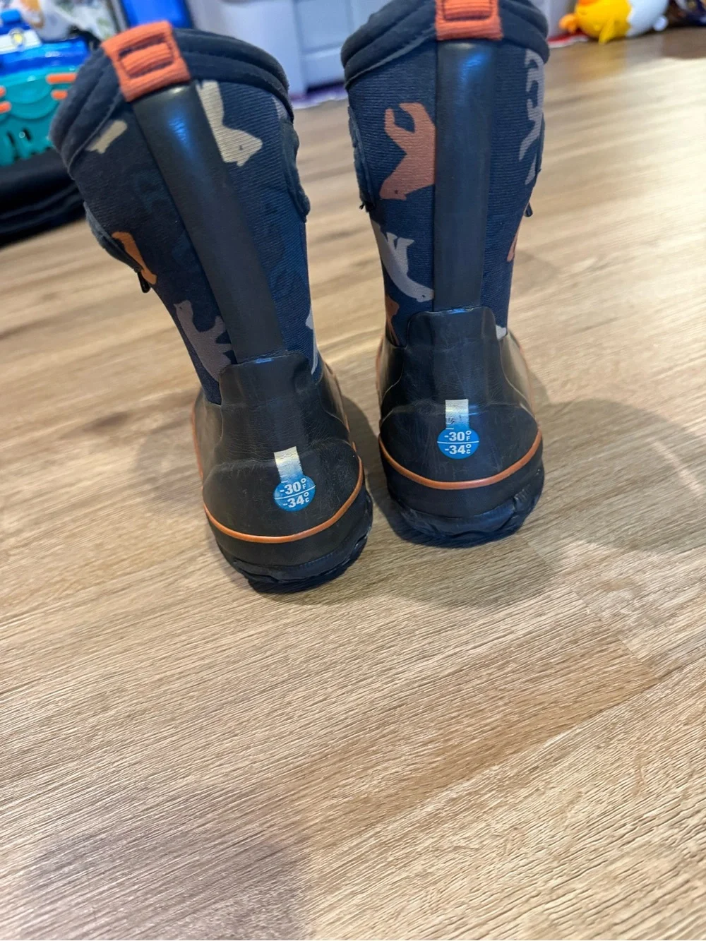 Bogs Kids Navy Blue Polar Bear Rain Boots with Orange Trim